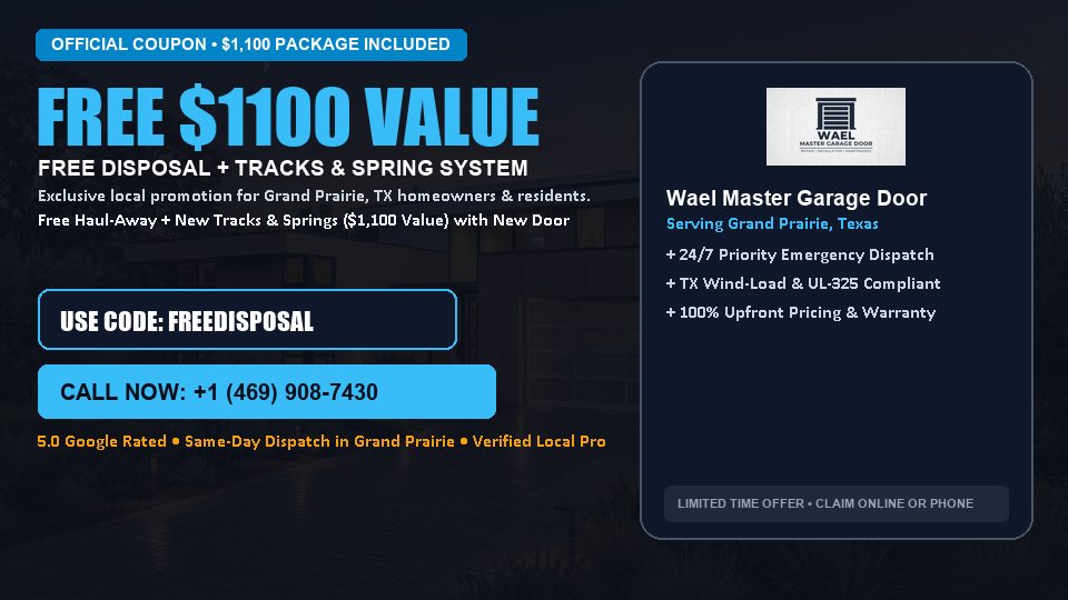 FREE Old Door Haul-Away & Heavy-Duty Tracks in Grand Prairie, TX - Wael Master Garage Door